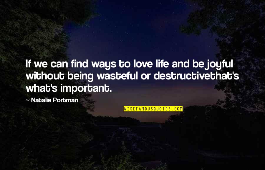 Destructive Love Quotes By Natalie Portman: If we can find ways to love life