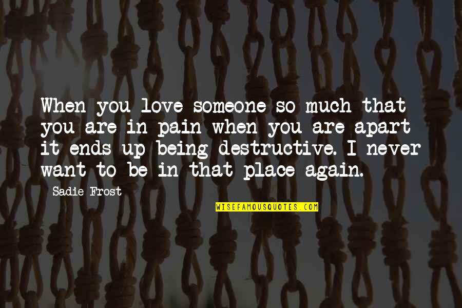 Destructive Love Quotes By Sadie Frost: When you love someone so much that you