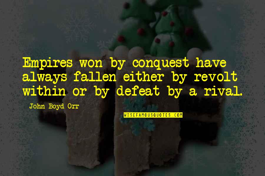 Detaching To Outcomes Quotes By John Boyd Orr: Empires won by conquest have always fallen either