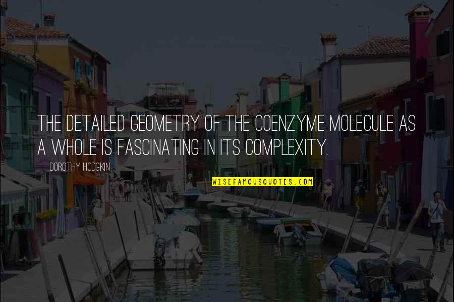 Detailed Quotes By Dorothy Hodgkin: The detailed geometry of the coenzyme molecule as Detailed Quotes By Dorothy Hodgkin: The detailed geometry of the coenzyme molecule as