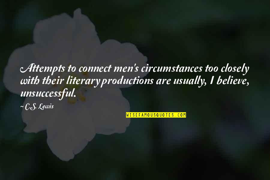 Detected Synonym Quotes By C.S. Lewis: Attempts to connect men's circumstances too closely with