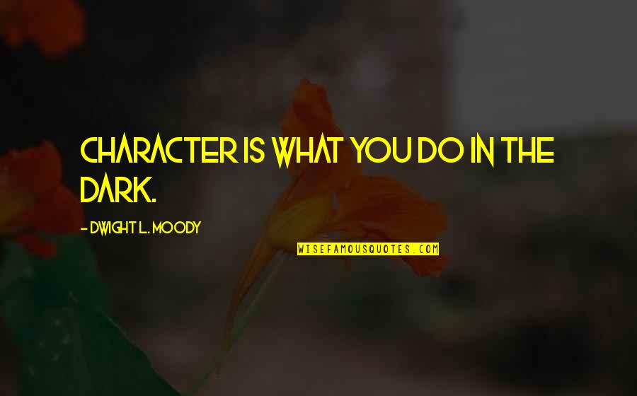 Detengas Spanish Quotes By Dwight L. Moody: Character is what you do in the dark.