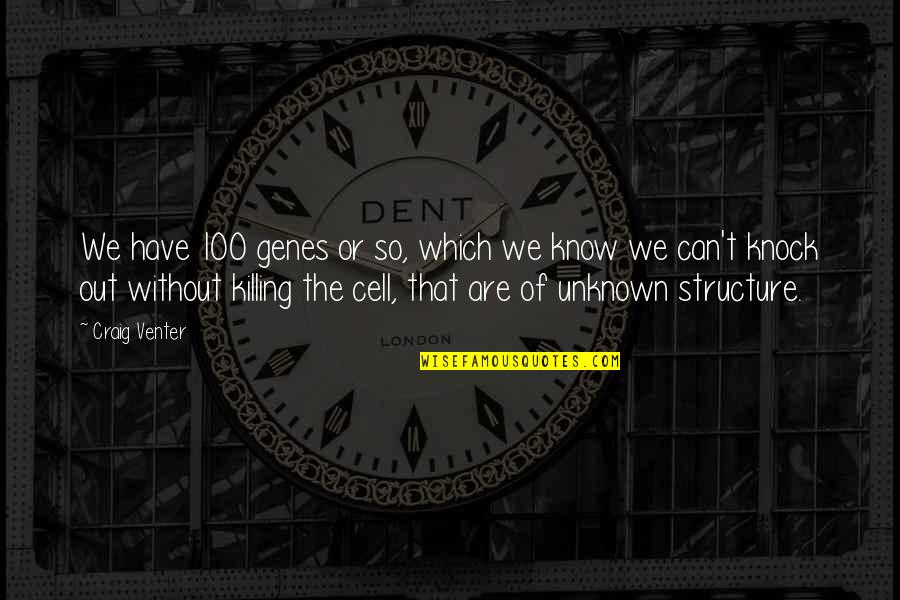 Detenor Quotes By Craig Venter: We have 100 genes or so, which we Detenor Quotes By Craig Venter: We have 100 genes or so, which we