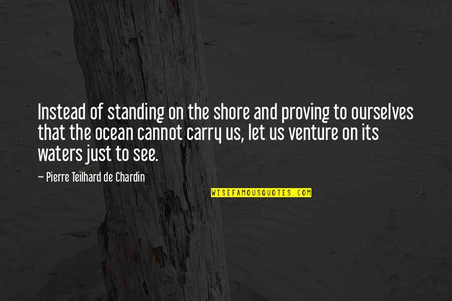 Deteremined Quotes By Pierre Teilhard De Chardin: Instead of standing on the shore and proving