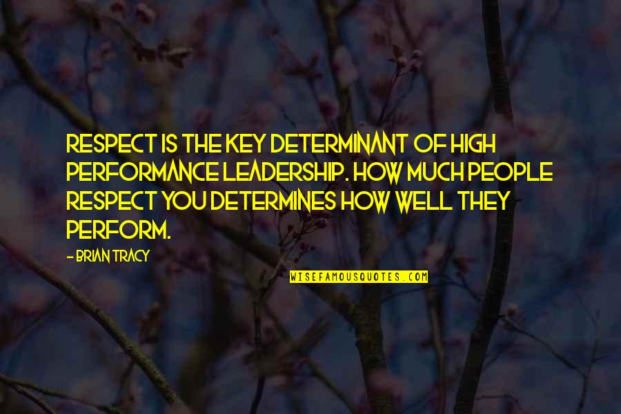 Determinant Quotes By Brian Tracy: Respect is the key determinant of high performance