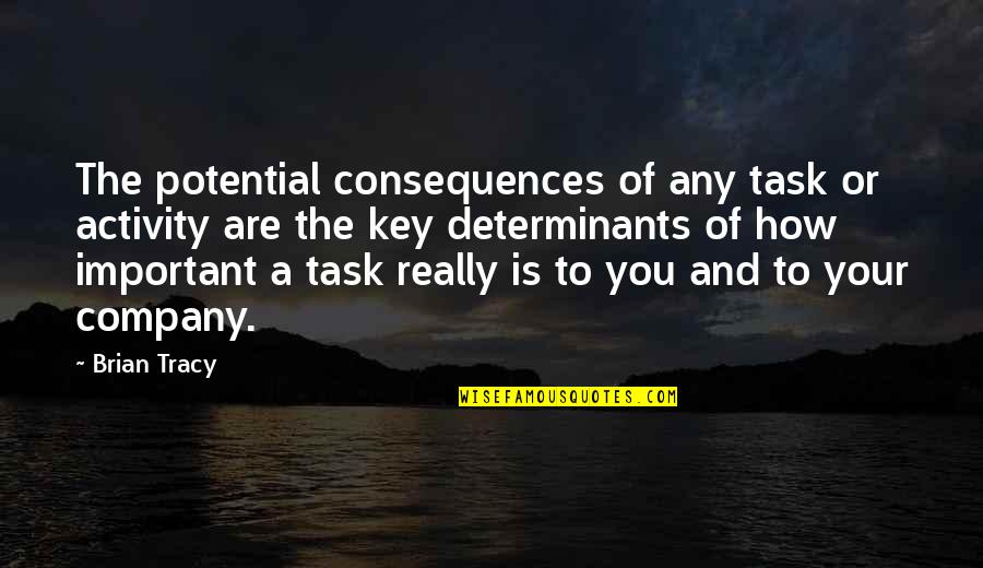 Determinants Quotes By Brian Tracy: The potential consequences of any task or activity