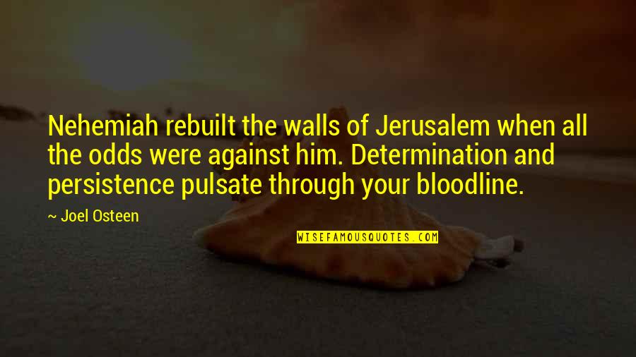 Determination And Persistence Quotes By Joel Osteen: Nehemiah rebuilt the walls of Jerusalem when all