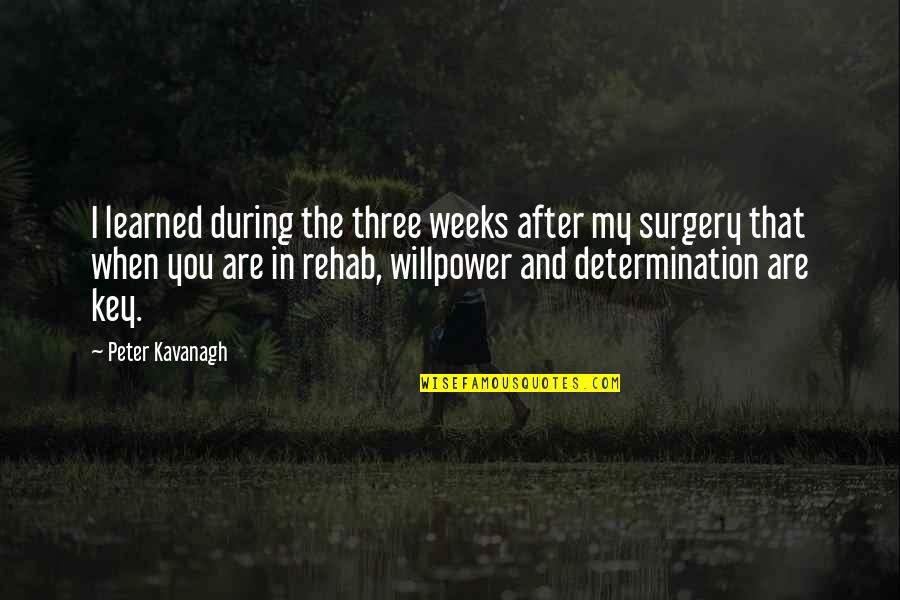 Determination And Willpower Quotes By Peter Kavanagh: I learned during the three weeks after my