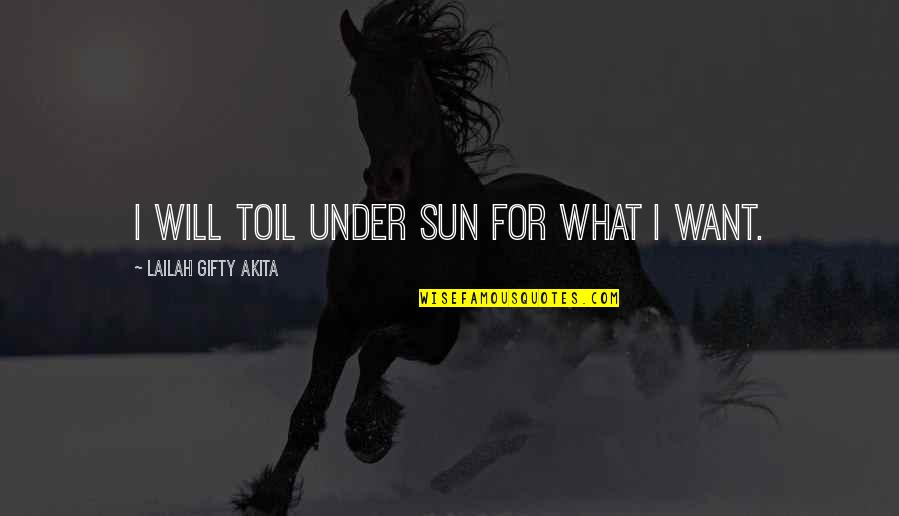 Determination In Work Quotes By Lailah Gifty Akita: I will toil under sun for what I