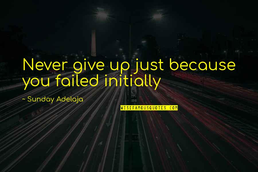 Determination In Work Quotes By Sunday Adelaja: Never give up just because you failed initially