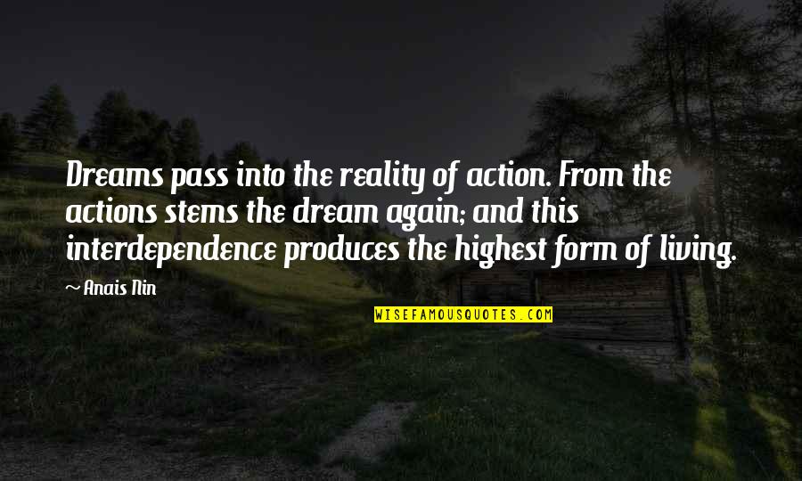 Determine The Slope Quotes By Anais Nin: Dreams pass into the reality of action. From