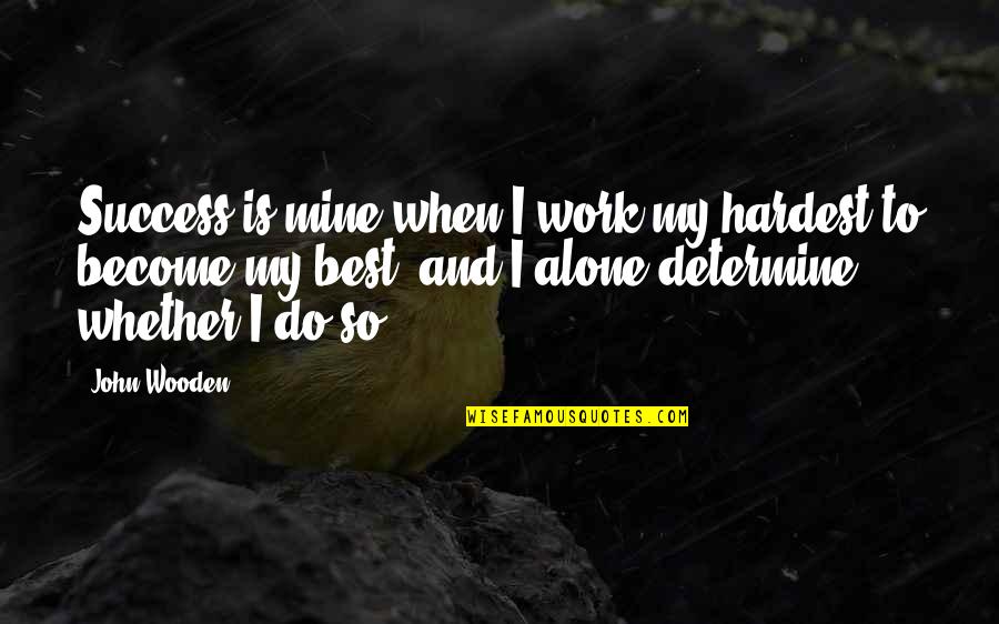 Determine Work Quotes By John Wooden: Success is mine when I work my hardest