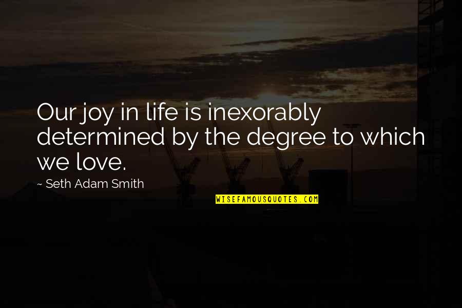 Determined Love Quotes By Seth Adam Smith: Our joy in life is inexorably determined by