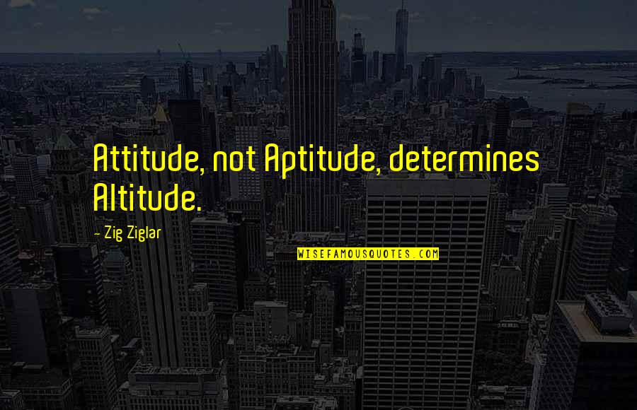 Determines Quotes By Zig Ziglar: Attitude, not Aptitude, determines Altitude.