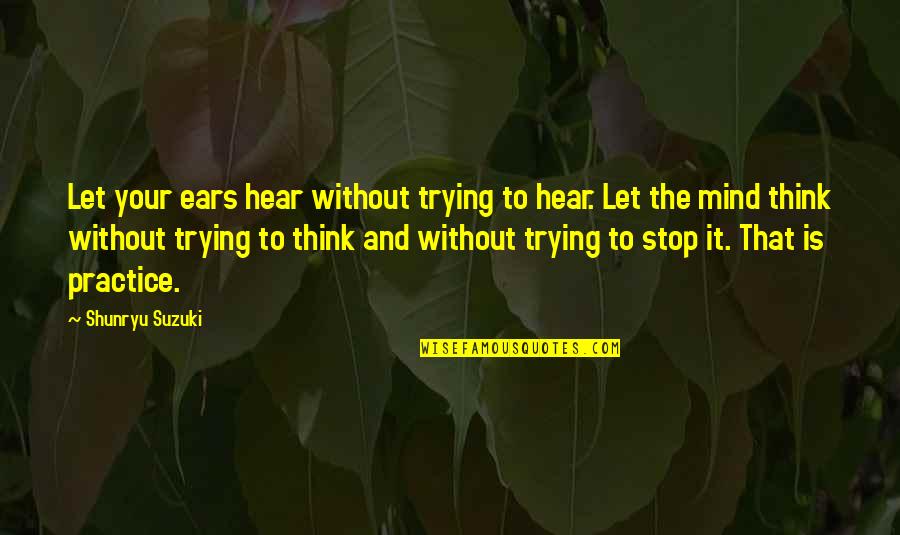 Deterrents Dispense Quotes By Shunryu Suzuki: Let your ears hear without trying to hear.