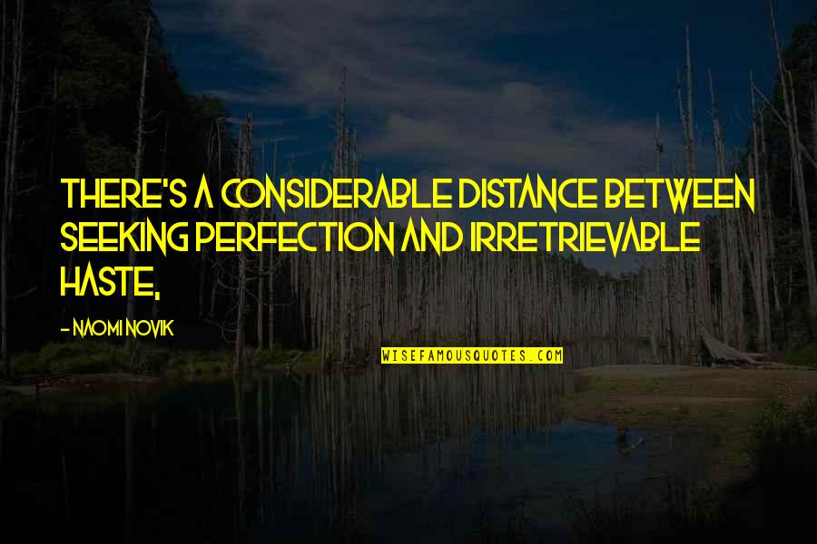 Deuxiemement Quotes By Naomi Novik: There's a considerable distance between seeking perfection and