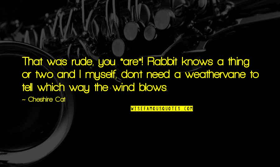 Devecseri Agrok Mia Quotes By Cheshire Cat: That was rude, you *are*! Rabbit knows a Devecseri Agrok Mia Quotes By Cheshire Cat: That was rude, you *are*! Rabbit knows a