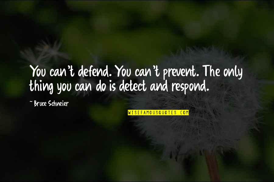 Deveels Quotes By Bruce Schneier: You can't defend. You can't prevent. The only