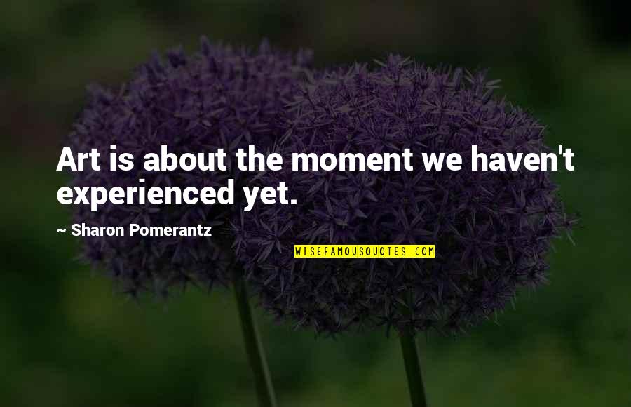 Developing Skills Quotes By Sharon Pomerantz: Art is about the moment we haven't experienced