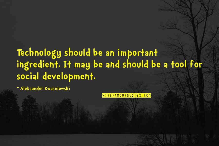 Development Of Technology Quotes By Aleksander Kwasniewski: Technology should be an important ingredient. It may