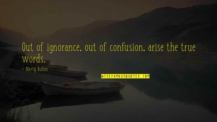 Developmentally Disabled Quotes By Marty Rubin: Out of ignorance, out of confusion, arise the