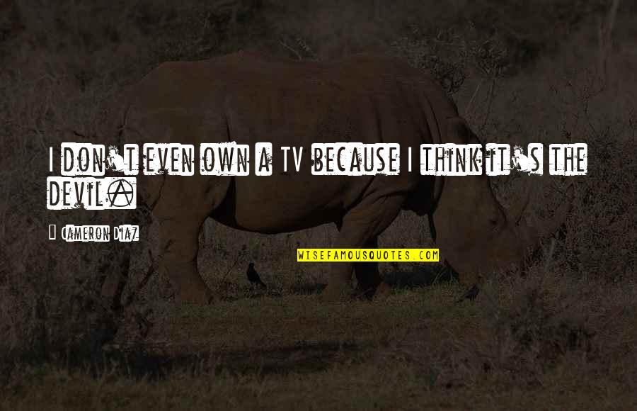 Deverry Quotes By Cameron Diaz: I don't even own a TV because I Deverry Quotes By Cameron Diaz: I don't even own a TV because I