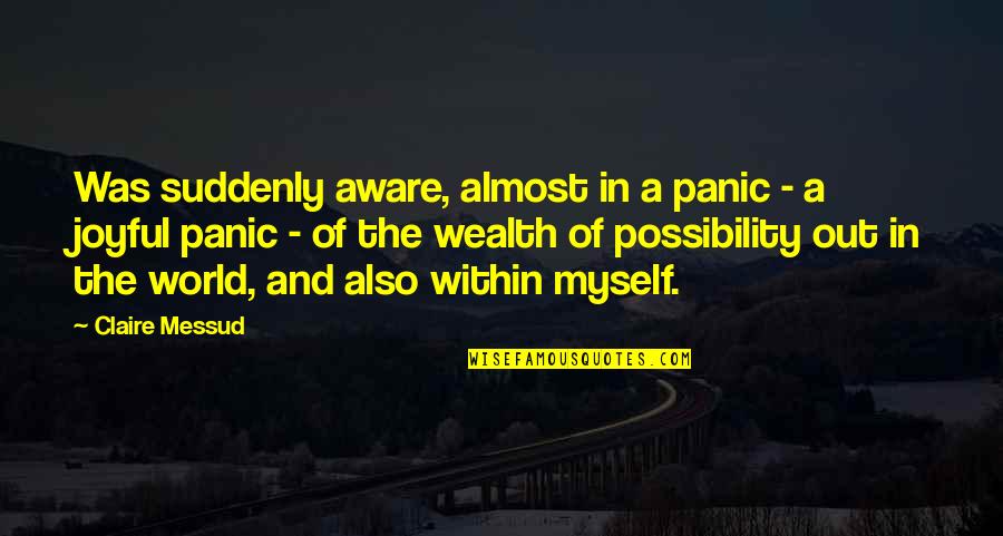 Deviant Behaviour Quotes By Claire Messud: Was suddenly aware, almost in a panic -