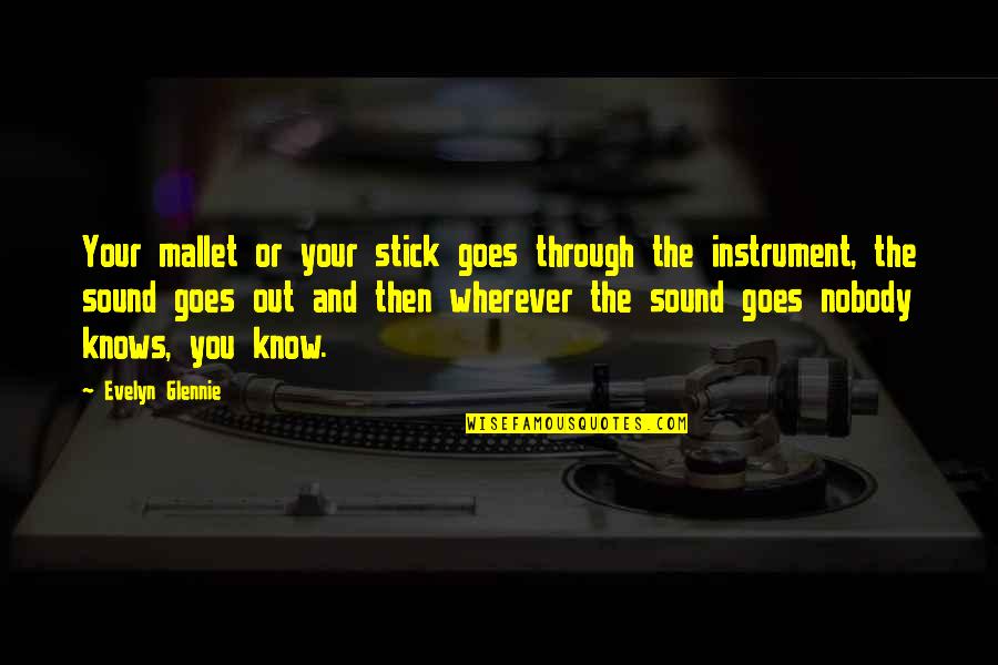 Devil S Eyes Quotes By Evelyn Glennie: Your mallet or your stick goes through the Devil S Eyes Quotes By Evelyn Glennie: Your mallet or your stick goes through the