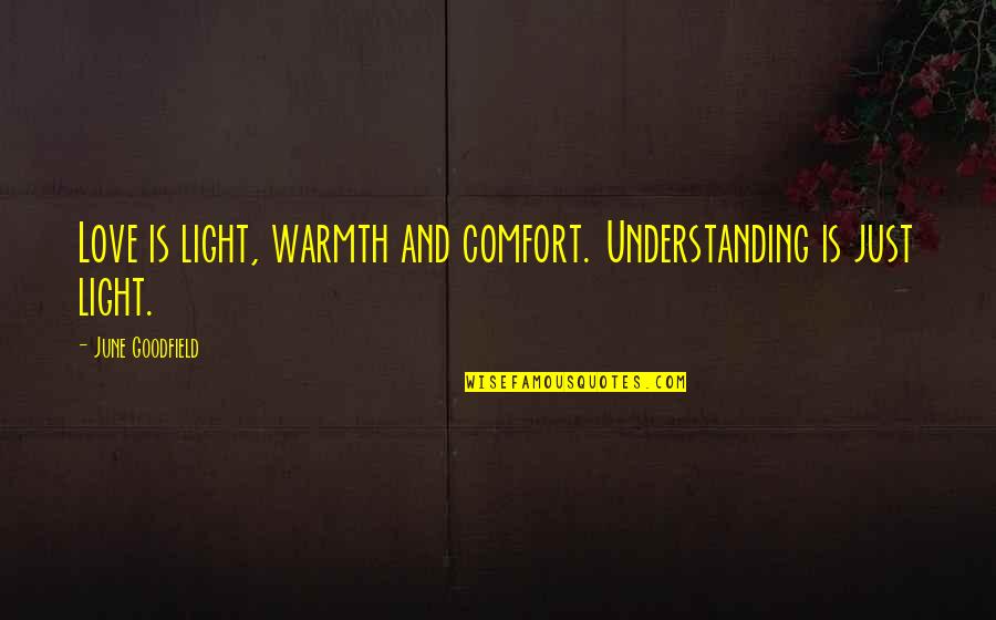 Devilles Veterinarian Quotes By June Goodfield: Love is light, warmth and comfort. Understanding is