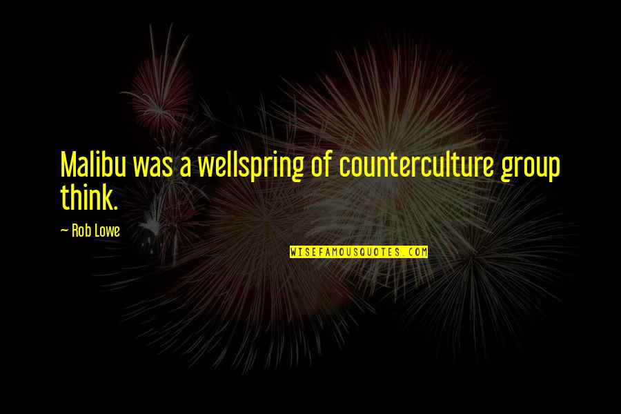 Devils In Disguise Quotes By Rob Lowe: Malibu was a wellspring of counterculture group think.