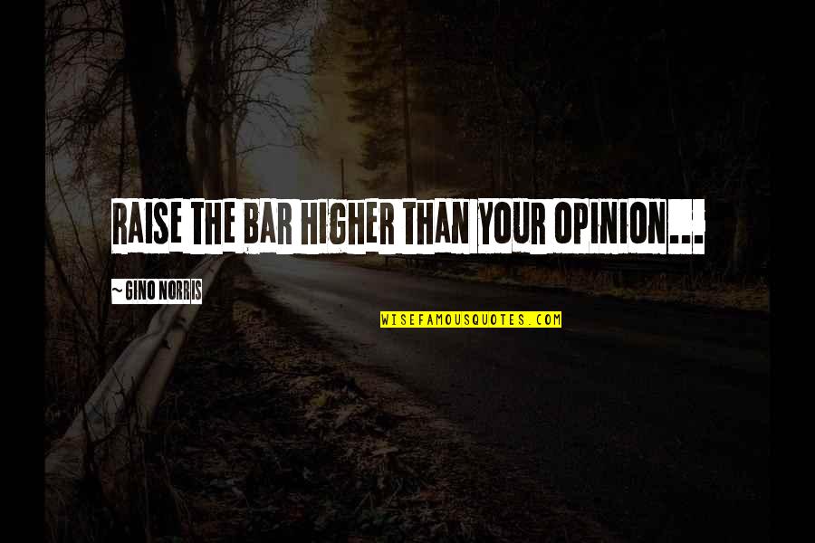 Devil's Playground Quotes Quotes By Gino Norris: Raise the bar higher than your opinion...