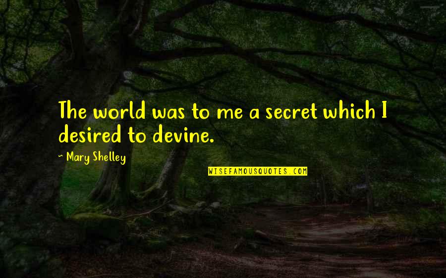 Devine's Quotes By Mary Shelley: The world was to me a secret which