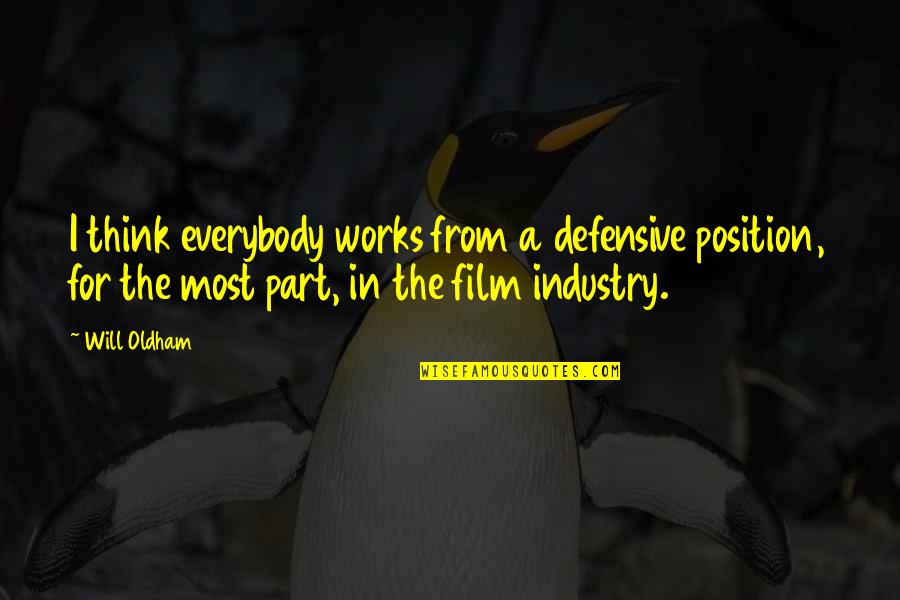 Devious Quotes And Quotes By Will Oldham: I think everybody works from a defensive position, Devious Quotes And Quotes By Will Oldham: I think everybody works from a defensive position,