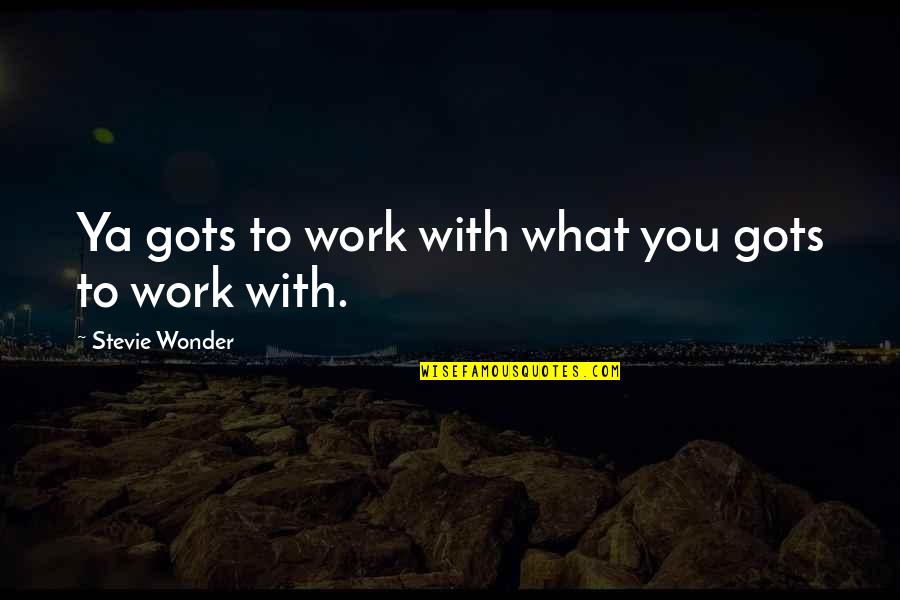 Devlindelachapa Com Quotes By Stevie Wonder: Ya gots to work with what you gots Devlindelachapa Com Quotes By Stevie Wonder: Ya gots to work with what you gots