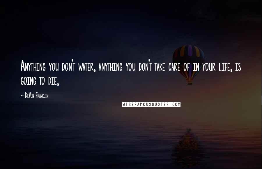 DeVon Franklin quotes: Anything you don't water, anything you don't take care of in your life, is going to die,