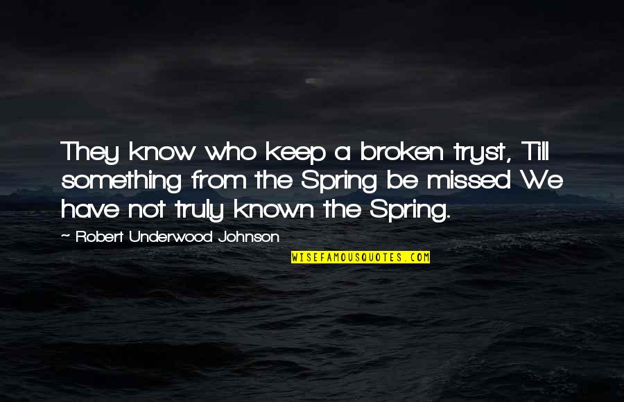 Devon Sawa Quotes By Robert Underwood Johnson: They know who keep a broken tryst, Till