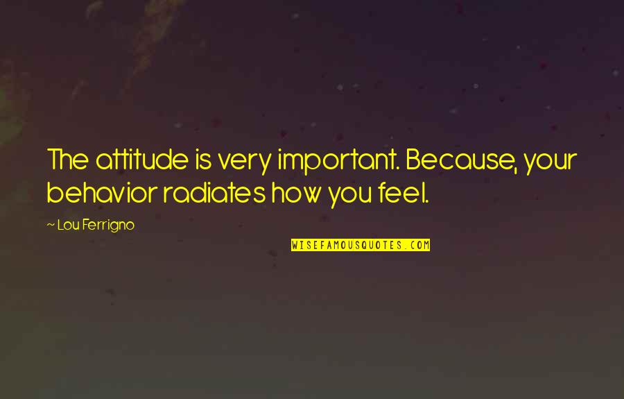 Devotchka Quotes By Lou Ferrigno: The attitude is very important. Because, your behavior