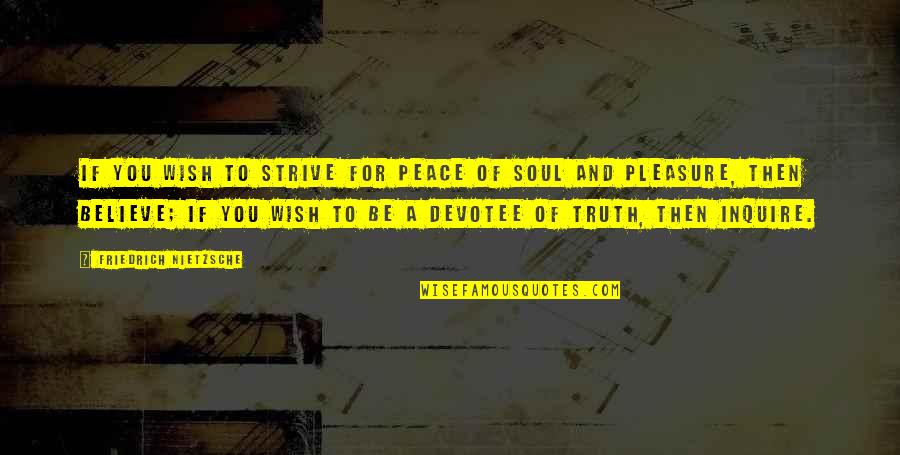 Devotee Quotes By Friedrich Nietzsche: If you wish to strive for peace of