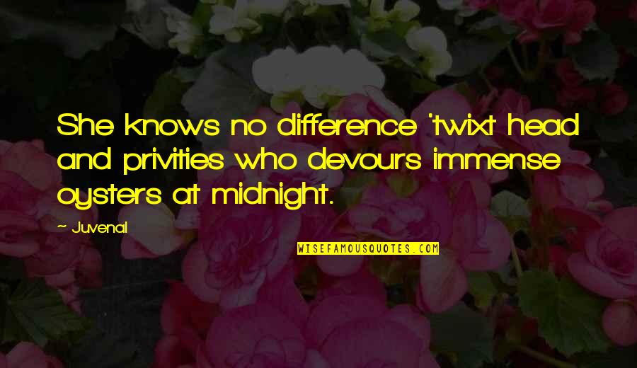 Devours Quotes By Juvenal: She knows no difference 'twixt head and privities