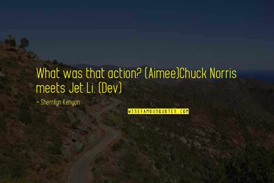 Dev's Quotes By Sherrilyn Kenyon: What was that action? (Aimee)Chuck Norris meets Jet