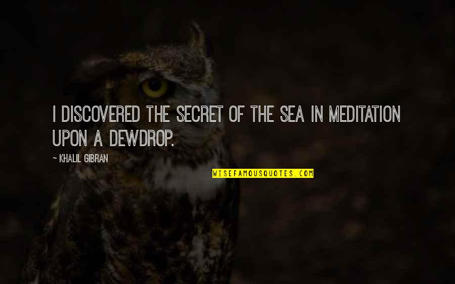 Dewdrop Quotes By Khalil Gibran: I discovered the secret of the sea in Dewdrop Quotes By Khalil Gibran: I discovered the secret of the sea in