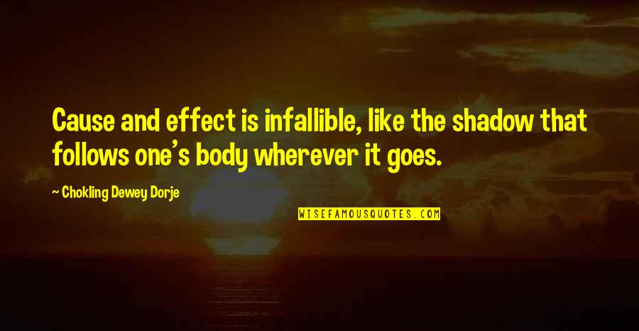 Dewey Quotes By Chokling Dewey Dorje: Cause and effect is infallible, like the shadow