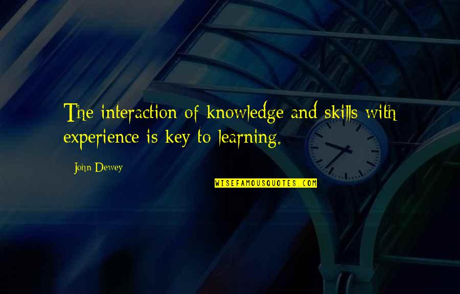 Dewey Quotes By John Dewey: The interaction of knowledge and skills with experience