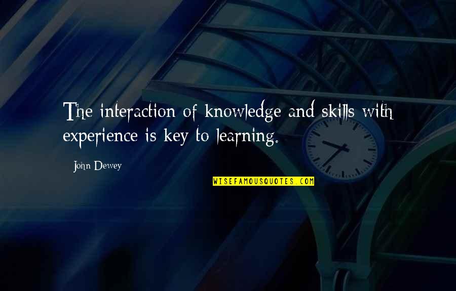 Dewey's Quotes By John Dewey: The interaction of knowledge and skills with experience