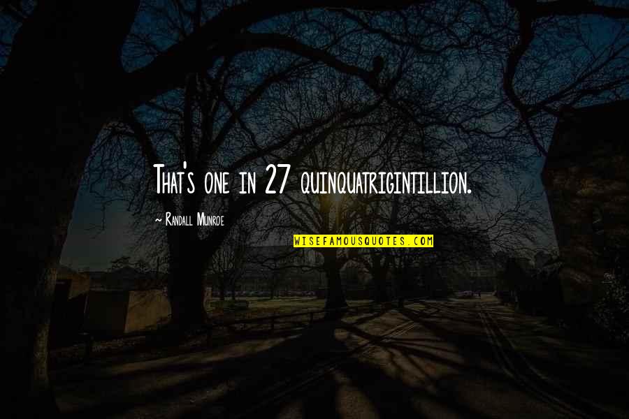 Dewitte Bakkerij Quotes By Randall Munroe: That's one in 27 quinquatrigintillion. Dewitte Bakkerij Quotes By Randall Munroe: That's one in 27 quinquatrigintillion.