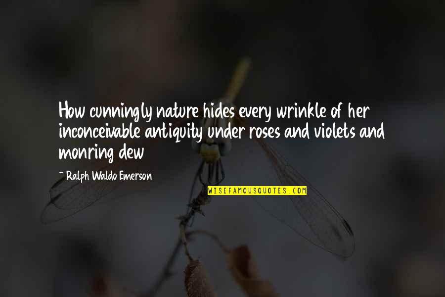Dew's Quotes By Ralph Waldo Emerson: How cunningly nature hides every wrinkle of her