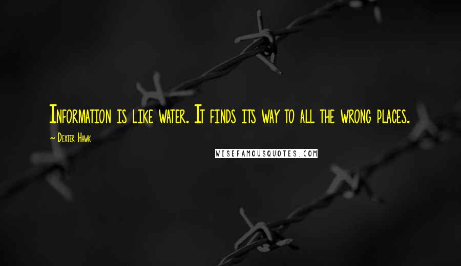 Dexter Hawk quotes: Information is like water. It finds its way to all the wrong places.