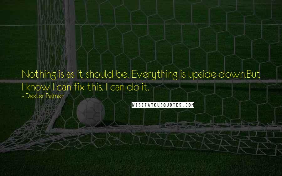 Dexter Palmer quotes: Nothing is as it should be. Everything is upside down.But I know I can fix this. I can do it.