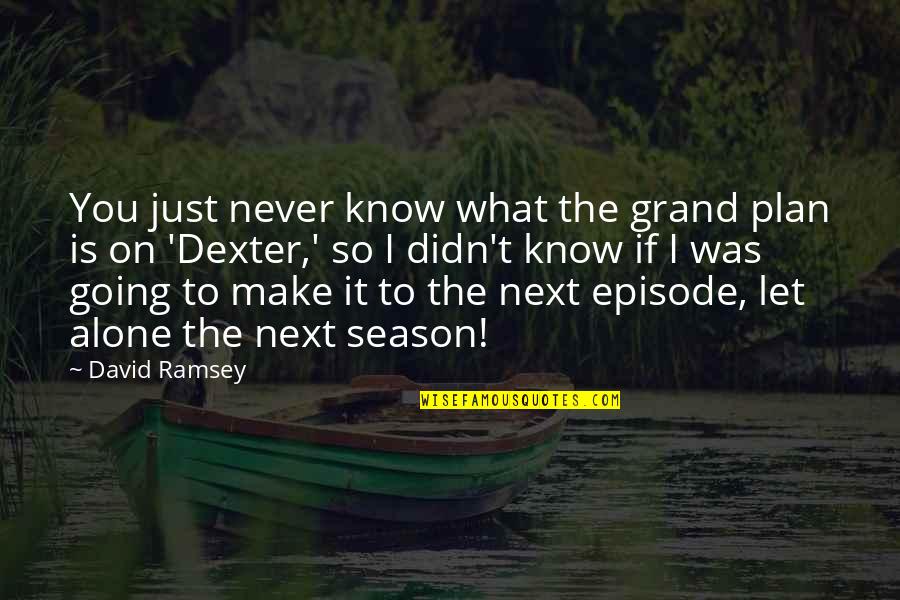 Dexter Season 2 Episode 4 Quotes By David Ramsey: You just never know what the grand plan