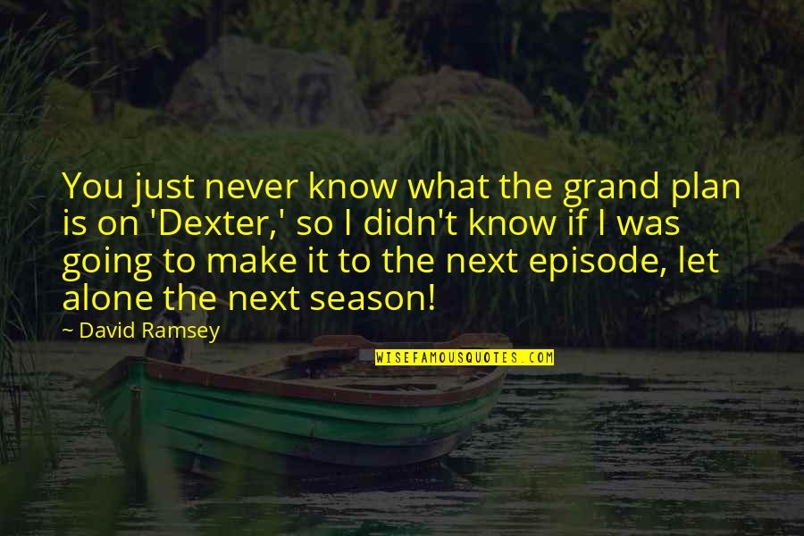 Dexter Season 5 Episode 6 Quotes By David Ramsey: You just never know what the grand plan Dexter Season 5 Episode 6 Quotes By David Ramsey: You just never know what the grand plan